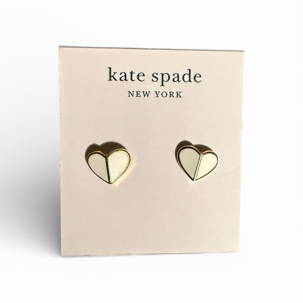 Kate Spade Gold and Cream Heart Studs